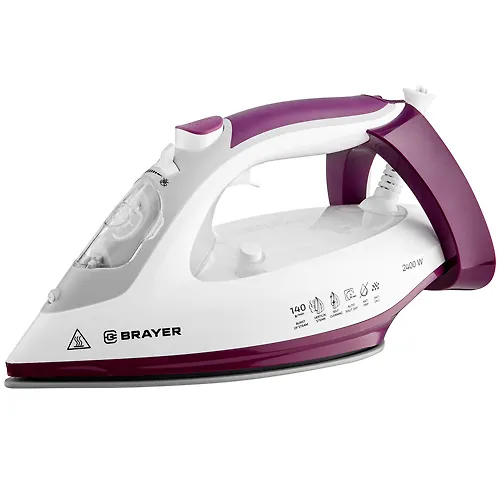Utyug Brayer 4009BR, 2400 Vt, keramika, par 140 g/min, antikaplya, razbryzgivanie, 280 ml, vertikalnoe otparivanie_1