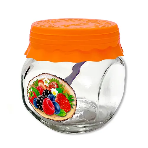 Banka d/hran. stekl. 200 ml TO66 s kryshkoj silicopy mandarin + lozhka 