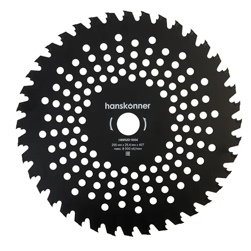 Freza dlya benzotrim. H8952D-1004, Sickle 255mm x 25,4x40, s tverd. napajk., Hanskonner_1