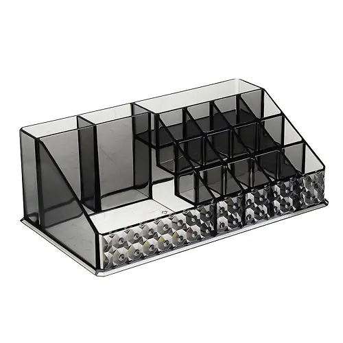 YUNILOOK Organajzer dlya dekorat kosmetiki prozrach, 22,4h12,6h8sm, PS,chernyj, VZ24-32 (357-317)_1