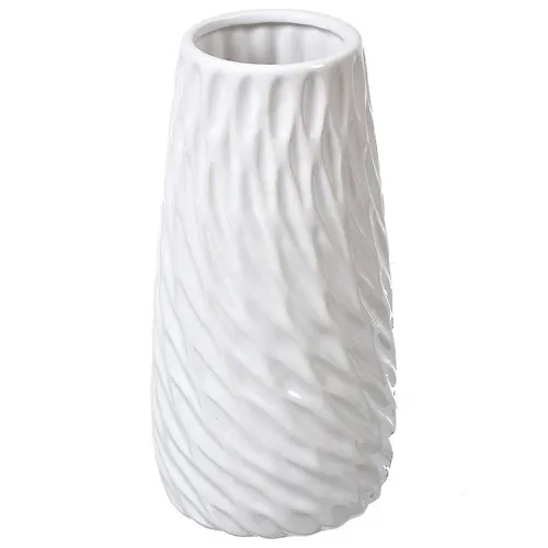 Vaza keramika, nastolnaya, 25h12.5 sm, Vitok, Y4-3779, belaya (361666)_2