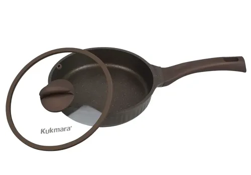 Skovoroda Kukmara Stella 280 mm s ruchkoj i steklyannoj kryshkoj, mokko_2