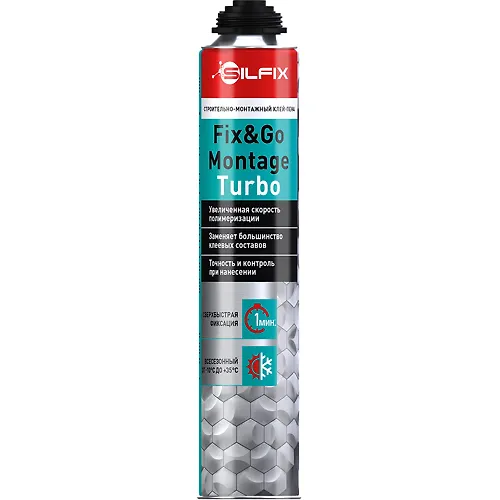 Klej-pena 60 sekund, bystryj Silfix Fix&Go Montage Turbo stroitelno-montazhnyj 750 ml. (12)_1