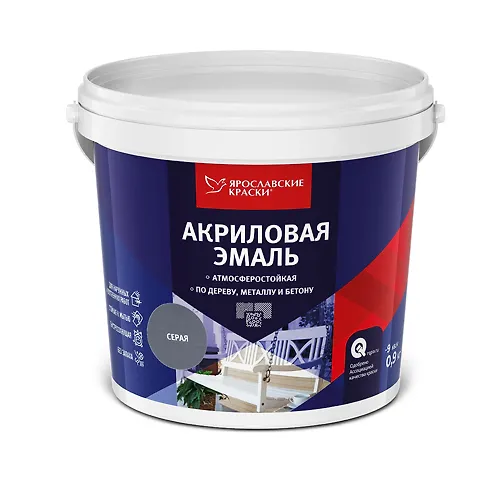 Emal YAROSLAVSKIE KRASKI universalnaya akrilovaya seraya matovaya 0.9 l. YAroslavl_1