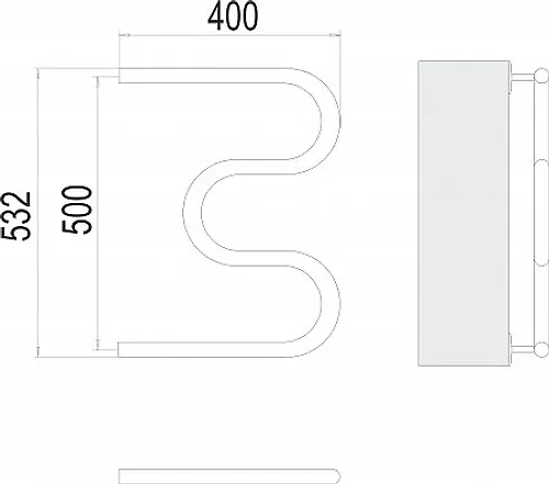 Polotentsesushitel AISI (nerzh. stal) 32x2 M-obrazn. 500 h 400mm TERMINUS( rezba 1 dyujm)_3