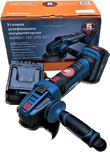Uglovaya shlifmashina akkumulyatornaya KRATON AG18DC-125-OFA SET (AKB 4,0A ch; ZU)_1