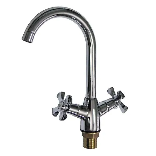 Smesitel kuhonnyj   metallokeramika ruchka krest 4254 BIANCO_1