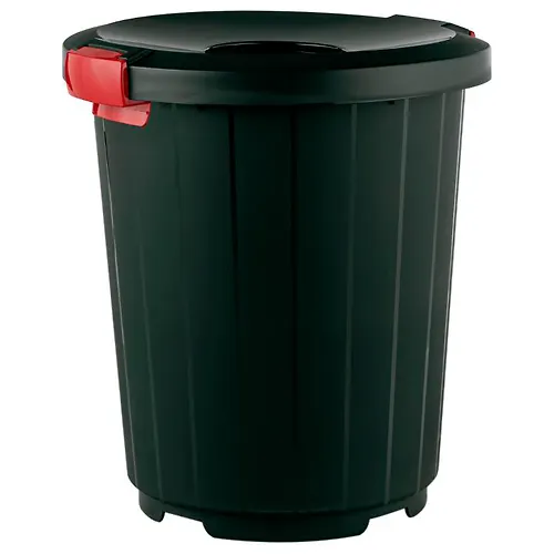 Bak 105l kruglyj s kryshkoj voronka bez koles (temno zelenyj) 