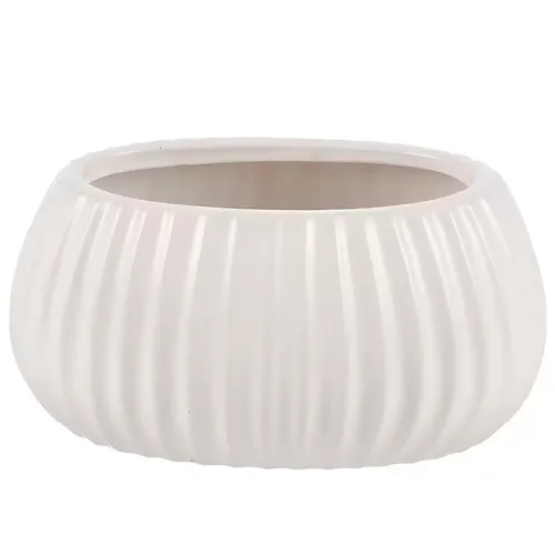 Kashpo keramicheskoe 1.2 l, 14h10 sm, beloe, Grani_1
