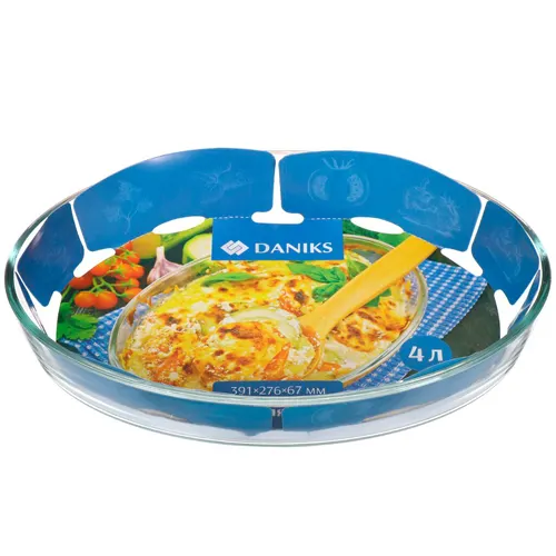 Forma dlya zapekaniya steklo, 27.6h39.1h6.7 sm, 4 l, ovalnaya, Daniks, HSAP40LT_1