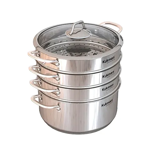 Mantovarka 3v1 6,0 litrov, diametrom 26sm, 3 sektsii, so steklyannoj kryshkoj 