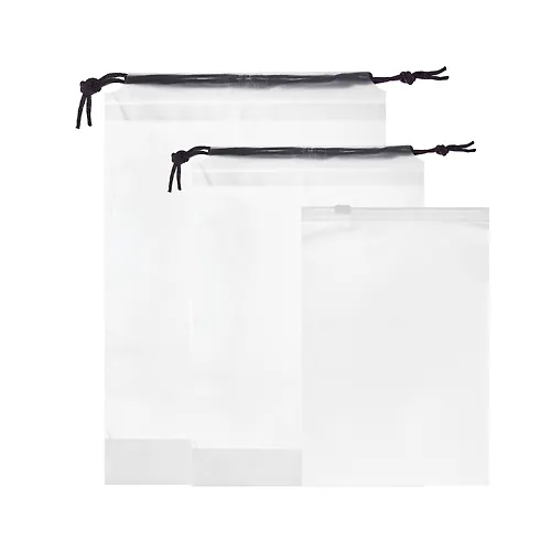 Meshochki dlya hraneniya veschej tm VETTA, 3sht, 14x21cm (zamok zip lock ),16x20sm,18x25sm na verevke, PEVA_1