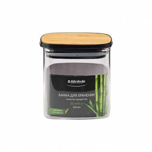 Banka dlya hraneniya sypuchih produktov kvadratnaya BAMBOO 650ml art.AJB103_1