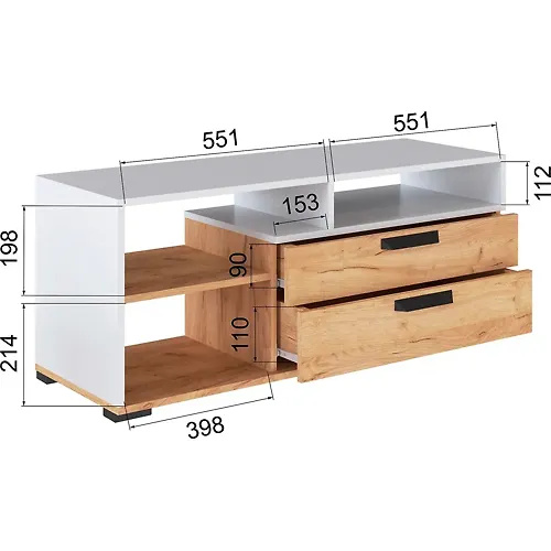 Tumba pod TV TVM-7 belyj/dub kraft zolotoj Mikon_1
