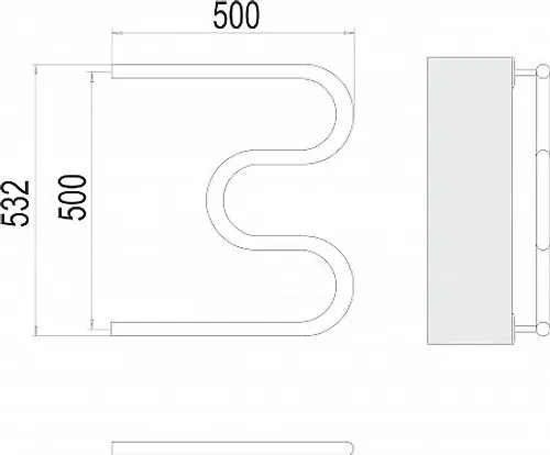 Polotentsesushitel AISI (nerzh. stal) 32x2 M-obrazn. 500 h 500mm TERMINUS(rezba 1dyujm)_3