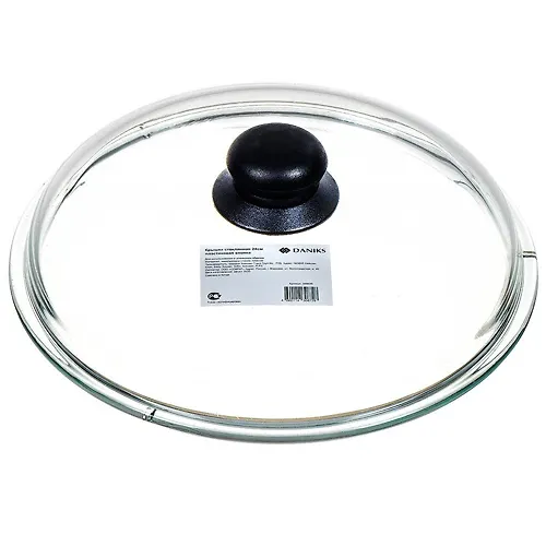 Kryshka dlya posudy steklo, 24 sm, Daniks, knopka plastik, HSD24H (348939)_1