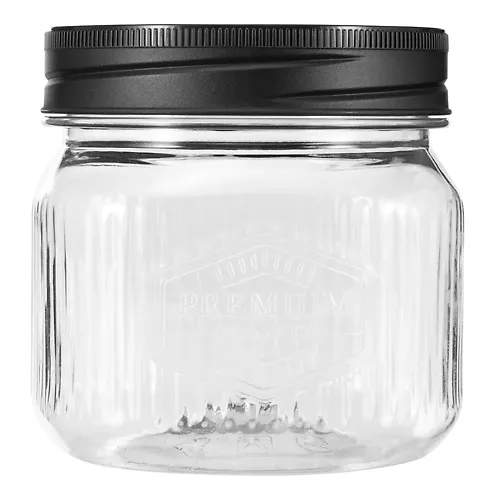 Banka kvadratnaya s relefom i embossingom premium 0,6l (chernyj) art.4403003 Bytplast_1