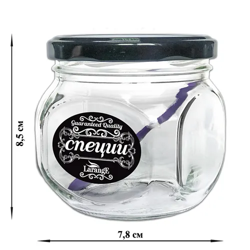 Banka dlya hraneniya stekl. 350 ml s met. chern. kryshkoj 