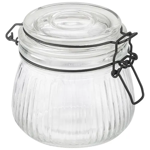 Banka iz relefnogo stekla, LA SCALA, obem: 500 ml, s bugelnym tsvetnym zamkom art.108317_1