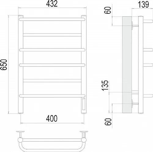 Polotentsesushitel Evromiks P6 (nerzh. stal) 400 h 650mm ELEKTRO (VSTROEN DIMMER) TERMINUS_3