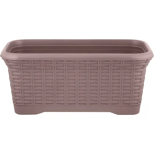 Gorshok tsvetochnyj InGreen Rattan pryamougolnyj 40sm 7l semnyj poddon, frantsuzskij platan IG6255_1