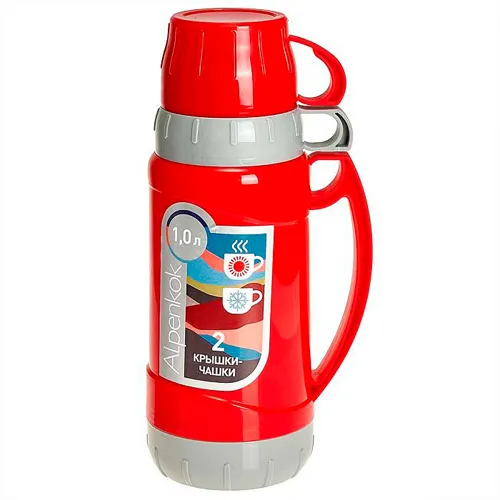 ALPENKOK AK-10101S Termos so steklyannoj kolboj 1,0l, 2 kryshki-chashki,krasnyj(12)_1