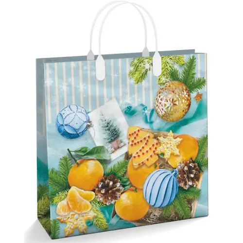 Paket podarochnyj 30h30+10sm iz myagkogo plastika NG (150) (Snezhnyj otpusk) Interpak (h1/10) POD38477_1