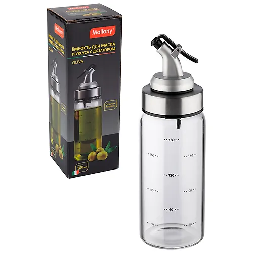 Emkost dlya masla i uksusa s dozatorom, OLIVA, obem:180 ml, steklyannaya art.109036_1