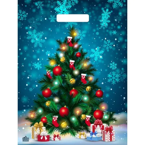 Paket s vyrubnoj ruchkoj 31h40+6 sm (60) «YArkaya elochka» Tiko NG glyantsevyj_1