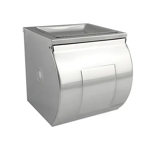 Derzhatel  tualetnoj bumagi zakrytyj korob s pepelnitsej , 120h125h125 mm iz nerzh. 79909 BRIMIX_1