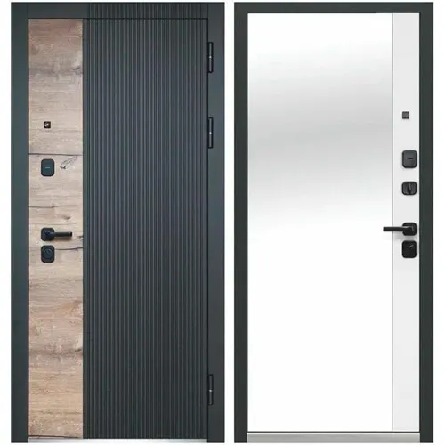 Dver met.LUXOR 2MDF Dub Vertikal ZERKALO 860 pravaya_1