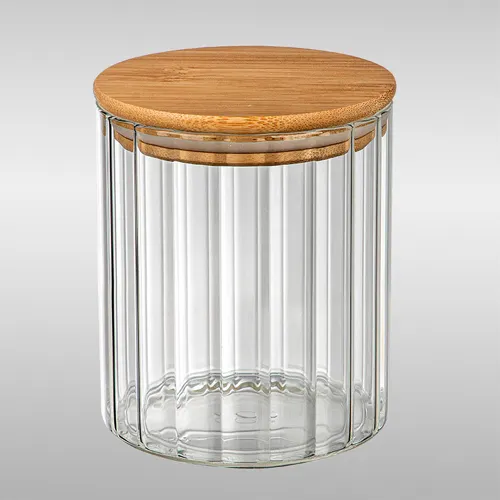 Banka iz relefnogo stekla, AROMA RIVIERA, obem: 600 ml, s kryshkoj iz bambuka art.108279_1