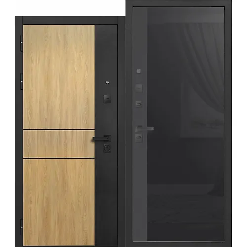 Dver met.9 sm MDF/MDF Smart 2 Steklo chernoe 860 levaya (Rossiya)_1