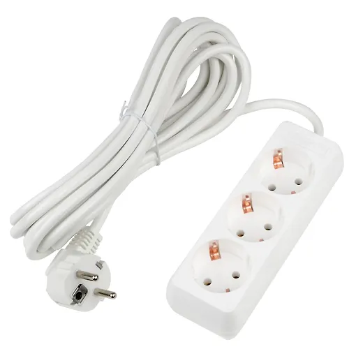 Udlinitel serii Ultra, shnur 5m., 3 gnezda, 16A, s/z. Belyj. TM UnielS-GCU3-5 WHITE UL-00010002_1