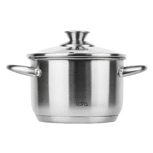 LR02-268 Kastryulya LARA (nerzh) AFINA 20x12,5sm 3.9l, kapsulirovannoe induktsionnoe dno, stekl. kryshka_1
