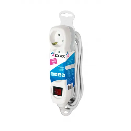 Udlinitel KOSMOS 3m, PVS 3h1, 3 gnezda, zazemlenie, vyklyuchatel, 16A_1