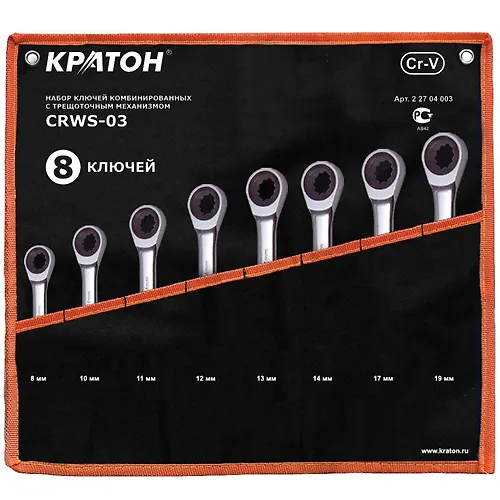 Nabor klyuchej kombinirovannyh s treschotochnym mehanizmom Kraton CRWS-03 8 pr_1