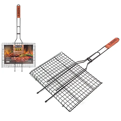 Reshetka dlya barbekyu ECOS RD-172D (r-r 35x25x2sm, obschaya dlina 70 sm, stal s a/prigarnym pokr.) art.9_1