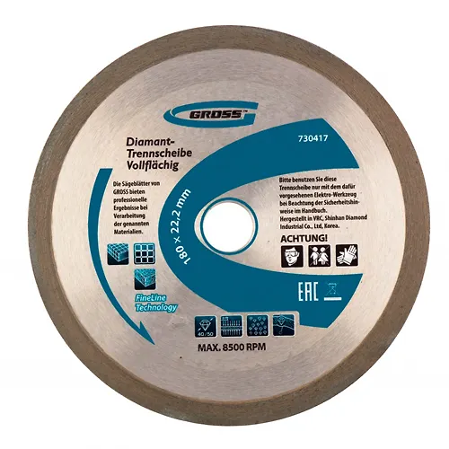 Disk almaznyj f180h22,2mm, sploshnoj, mokroe rezanie// Gross art.730417_1
