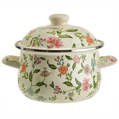 MetaLLoni EM-1505 Kastryulya emalirovannaya s emalirovannoj kryshkoj 2,0 l,d=18sm,