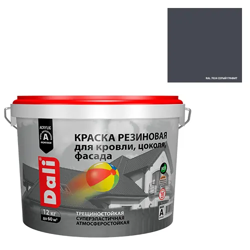 Kraska rezinovaya dlya krovli, tsokolya, fasada DALI seryj grafit - 12 kg (65144)_1