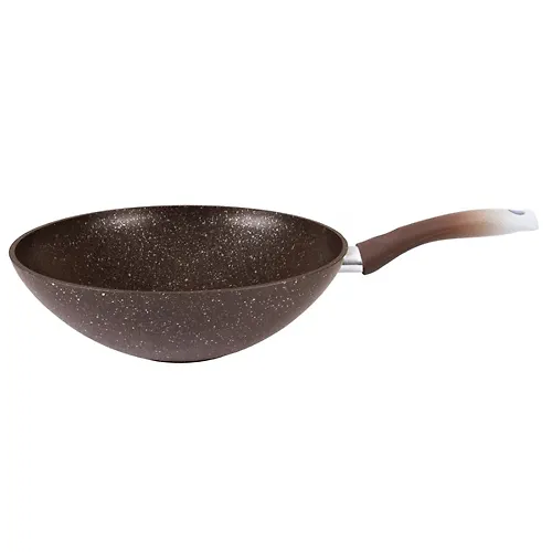 Skovoroda wok (klassicheskaya) 280/95mm s ruchkoj, AP (kofejnyj mramor) 