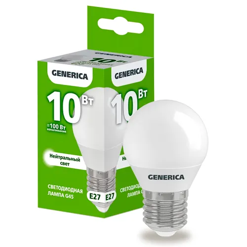 Lampa LED G45 shar 10Vt 230V 4000K E27 GENERICA art.LL-G45-10-230-40-E27-G_1