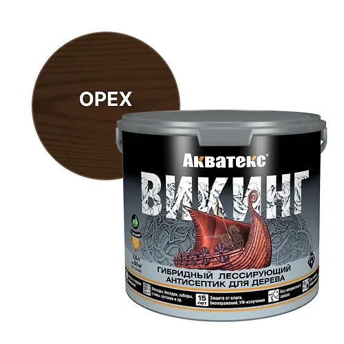 Akvateks Viking gibridnyj lessiruyuschij antiseptik dlya dereva 2,5 l, oreh_1