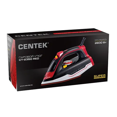 Utyug Centek CT-2350 RED (krasn) 2600Vt, KERAMICHESKAYA podoshva, VYSOKAYA MOSCHNOST, 300 ml_4
