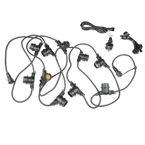 Girlyanda Belt-lajt, 5 m + 1,5m setevoj shnur. 10 patronov E27, shag 50sm. 5 zaglushek. CHernaya. TM Uniel_1