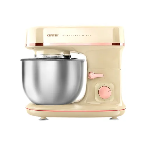 Planetarnyj mikser Centek CT-1139 <Beige-bezhevyj/hrom> 1300Vt chasha 5.1l, 3 nasadki, 6 skorostej_1