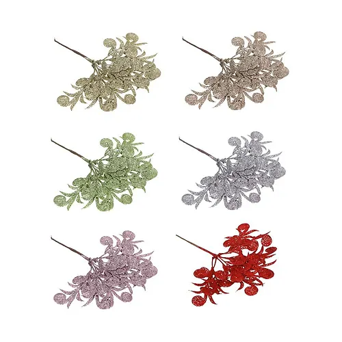 Snou Bum Vetka dekorativnaya s glitterom, azhur, plastik, 22 sm, 6 tsvetov_1