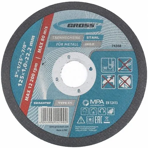 Krug otreznoj po metallu, 125 h 1,0 h 22,2 mm // GROSS art.74368_1
