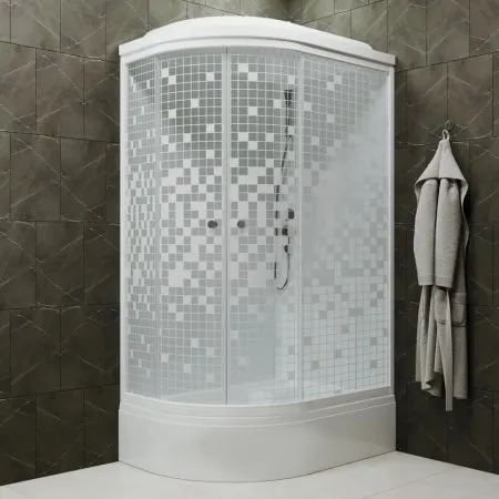 Dushevaya kabina Korall 120×80 V pravaya, 1/4 kruga, srednij poddon, belyj, mozaika, DN4_3